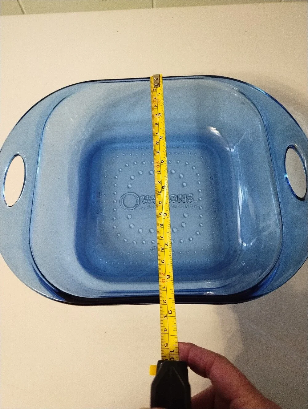 Vintage Anchor Hocking Ovations Blue Glass Bake Dish with Handles